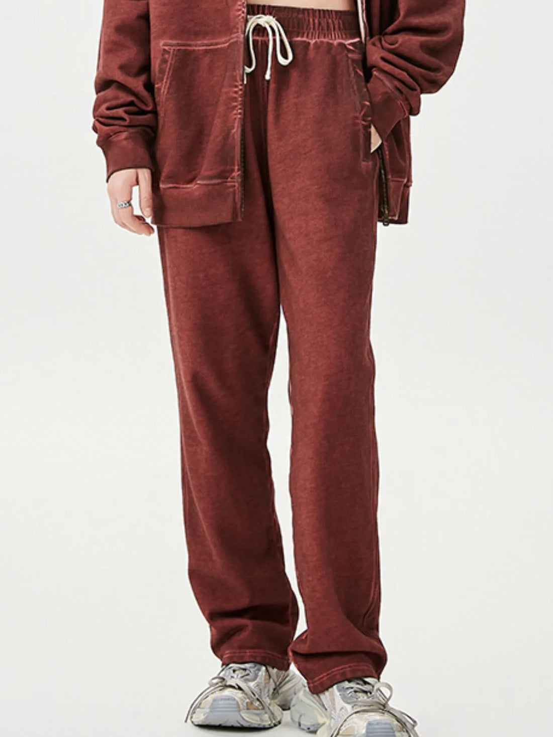 Men's Drawstring Washed Straight Sweatpants - cas7m