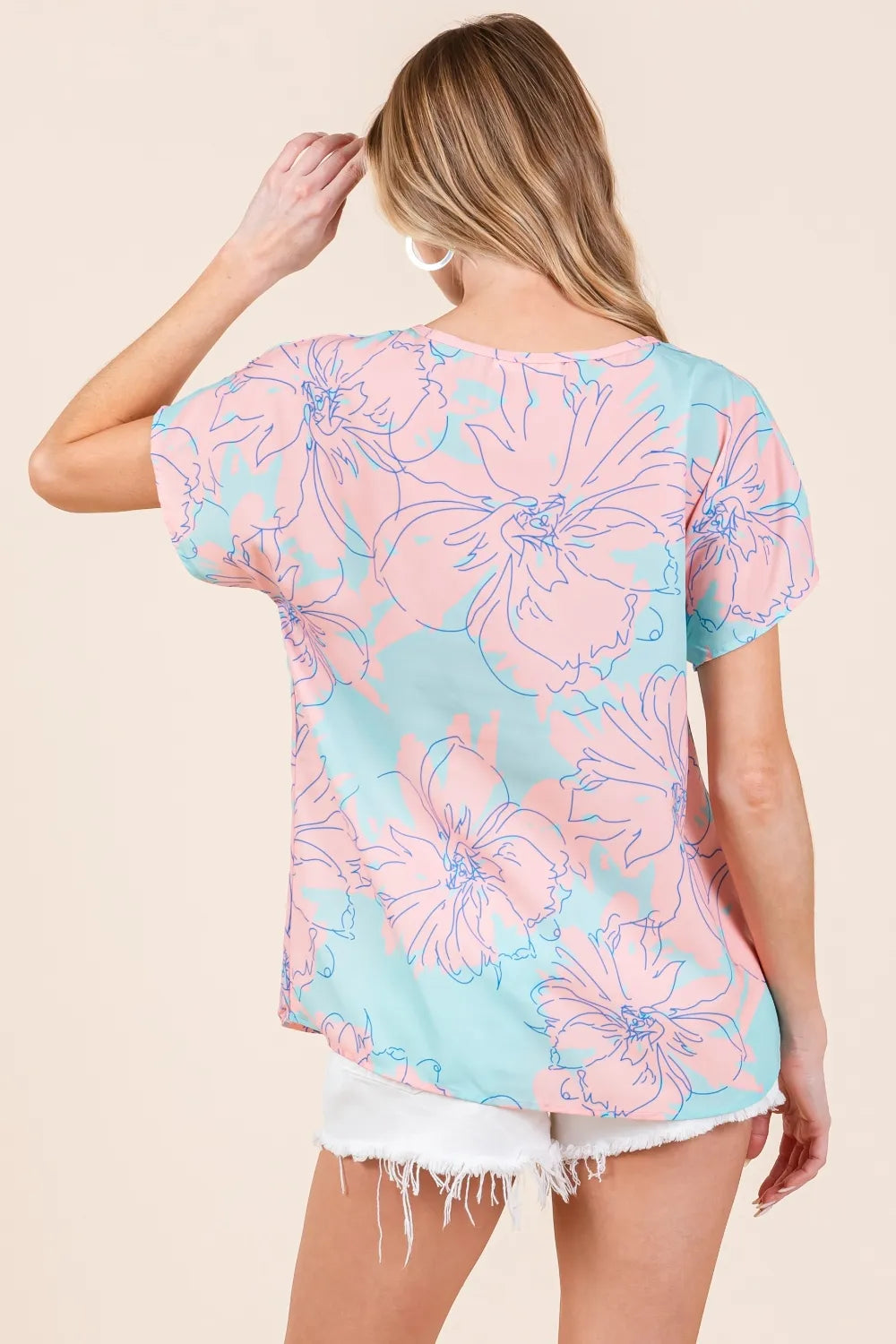 BOMBOM Floral Short Sleeve T-Shirt - cas7m