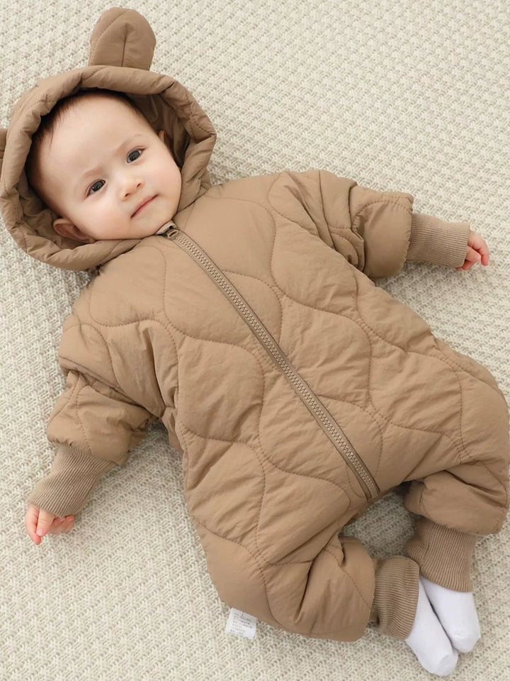 Children's Zip Front Hooded Padded One-Piece - cas7m