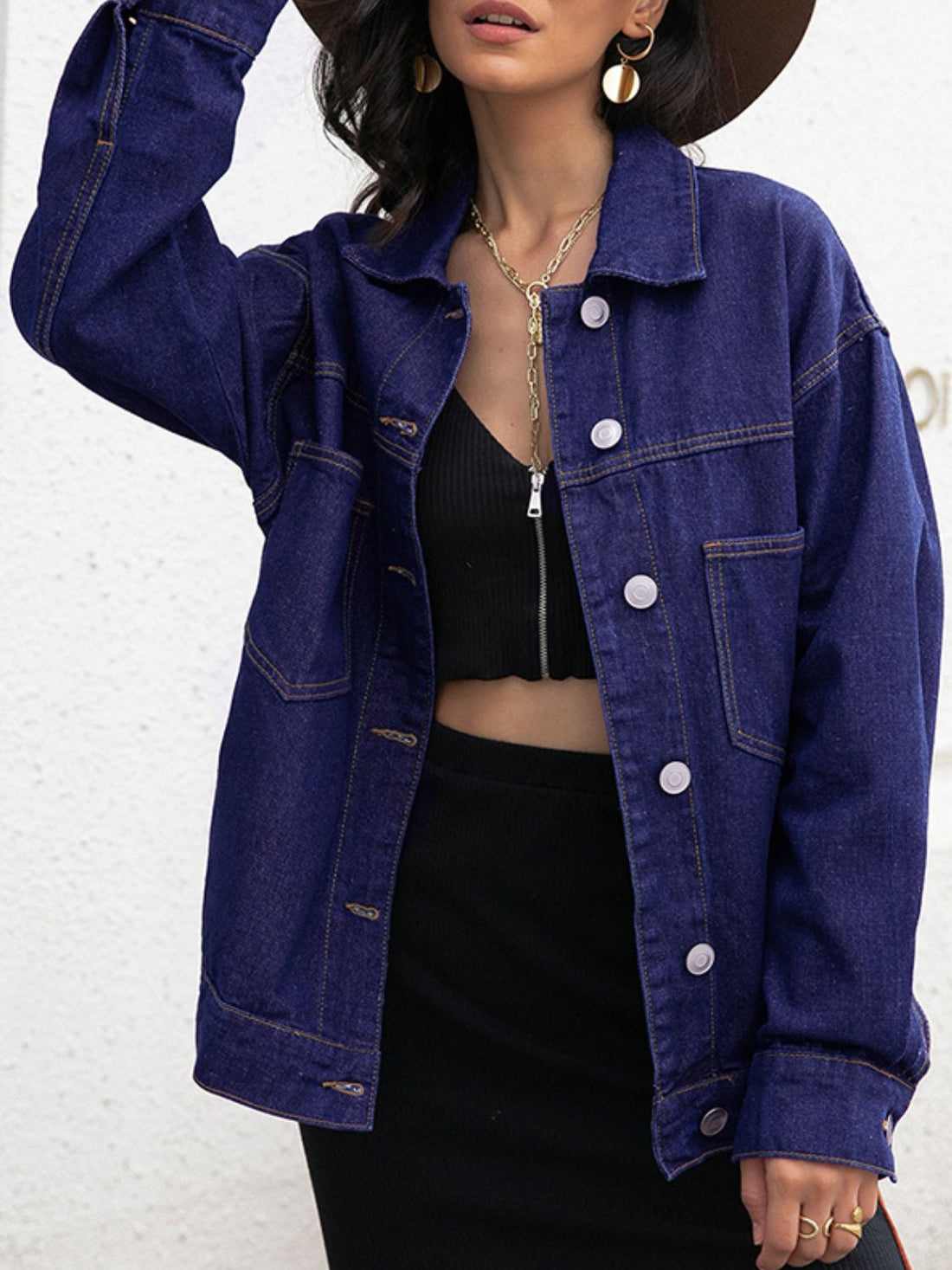 Buttoned Denim Jacket - cas7m