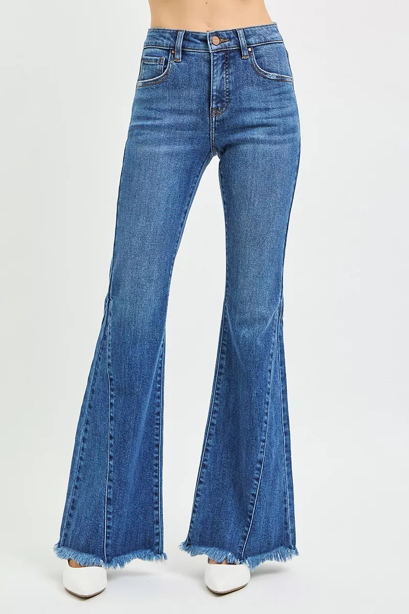 RISEN Mid Rise Flare Side Seam Detailing Jeans - cas7m