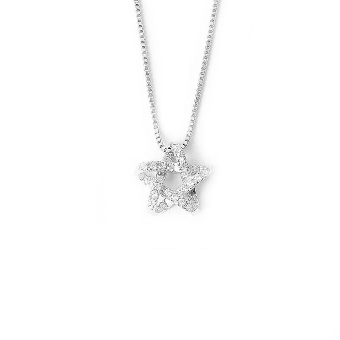 925 Sterling Silver Zircon Star Necklace - cas7m