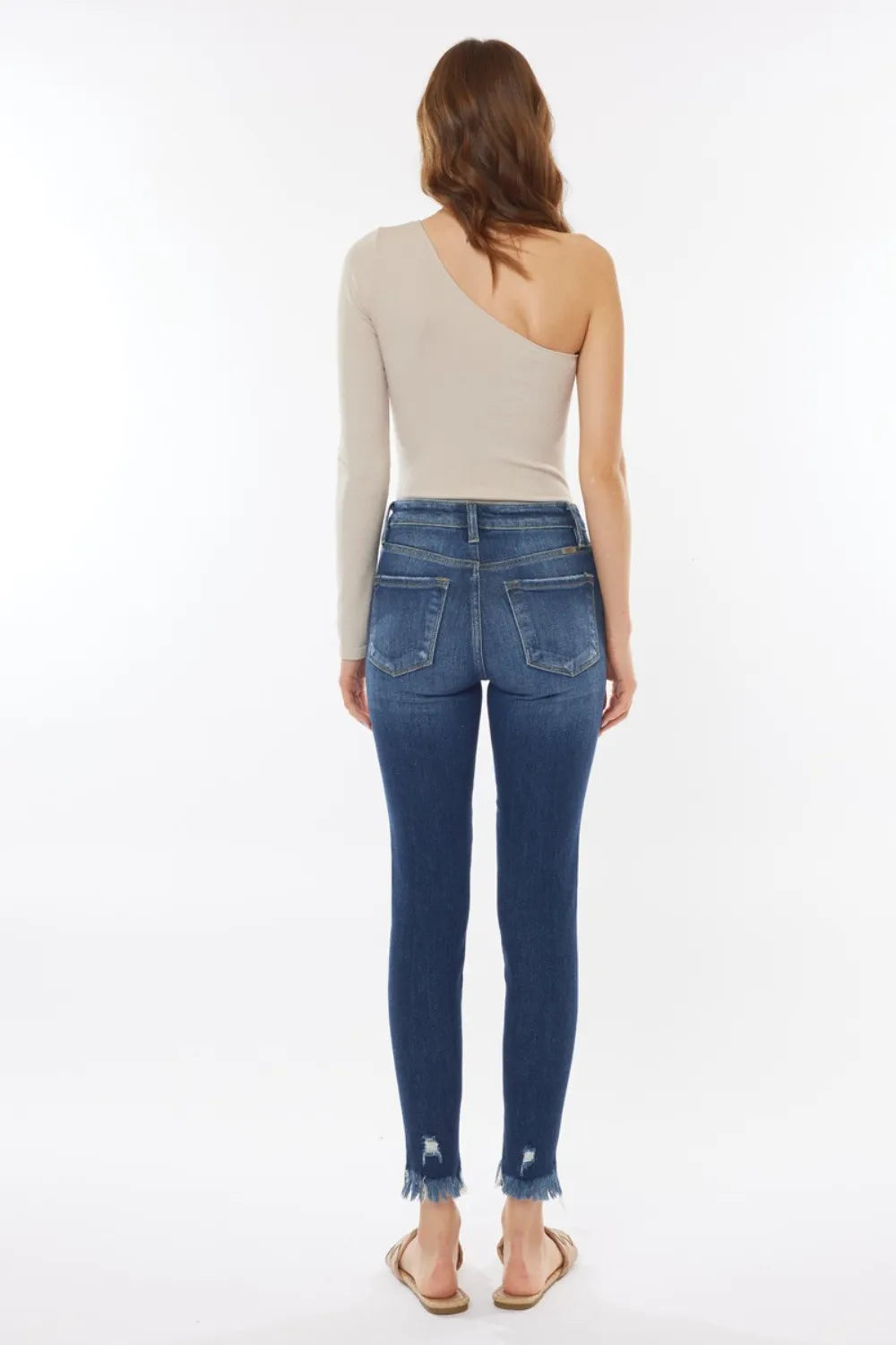 Kancan Raw Hem High Waist Cropped Jeans - cas7m