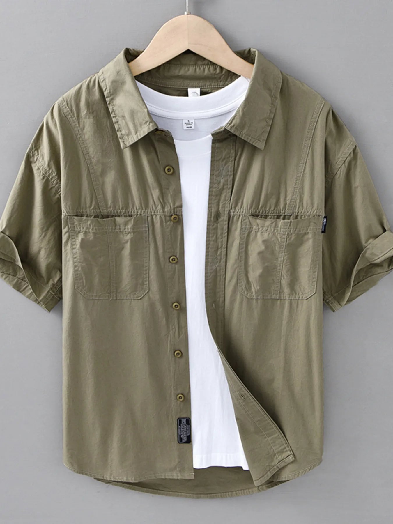 Men's Plus Size Casual Short Sleeve Button-Down Shirt - cas7m