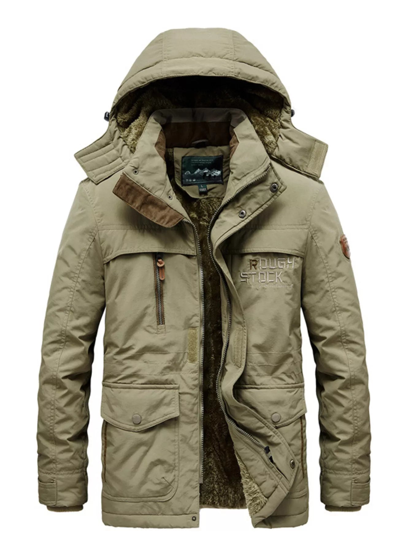 Men's Plus Size Zip Up Hooded Parka Coat - cas7m