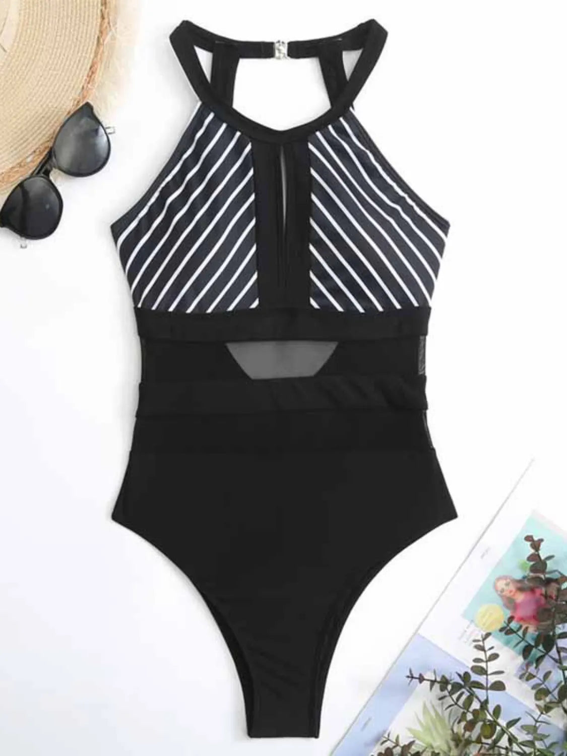 Glamour Mesh Cutout Backless Dress with Removable Padding - cas7m