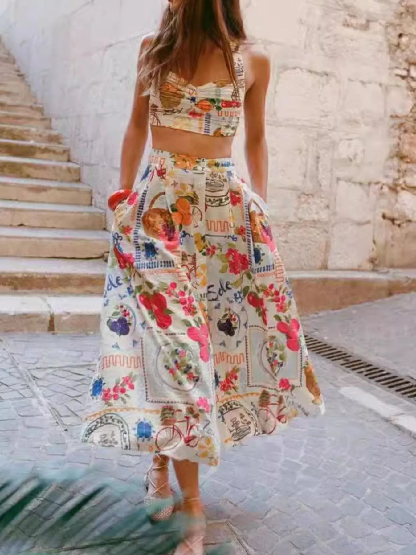 Printed Cami and Skirt Set - cas7m