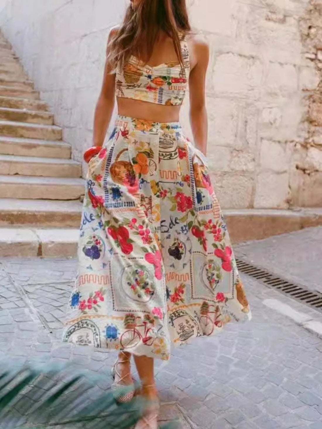 Printed Cami and Skirt Set - cas7m
