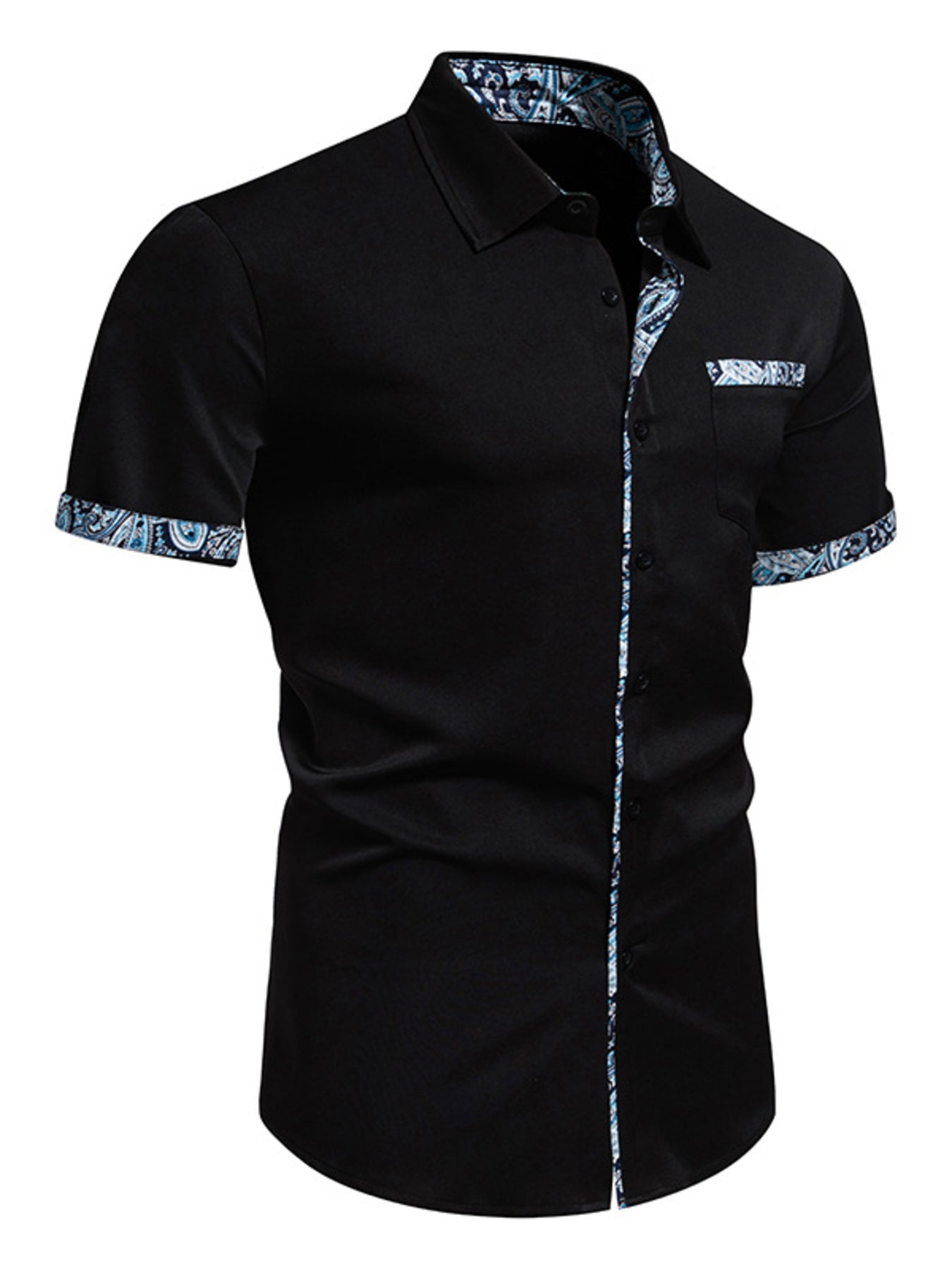 Men's Button Up Short Sleeve Shirt - cas7m