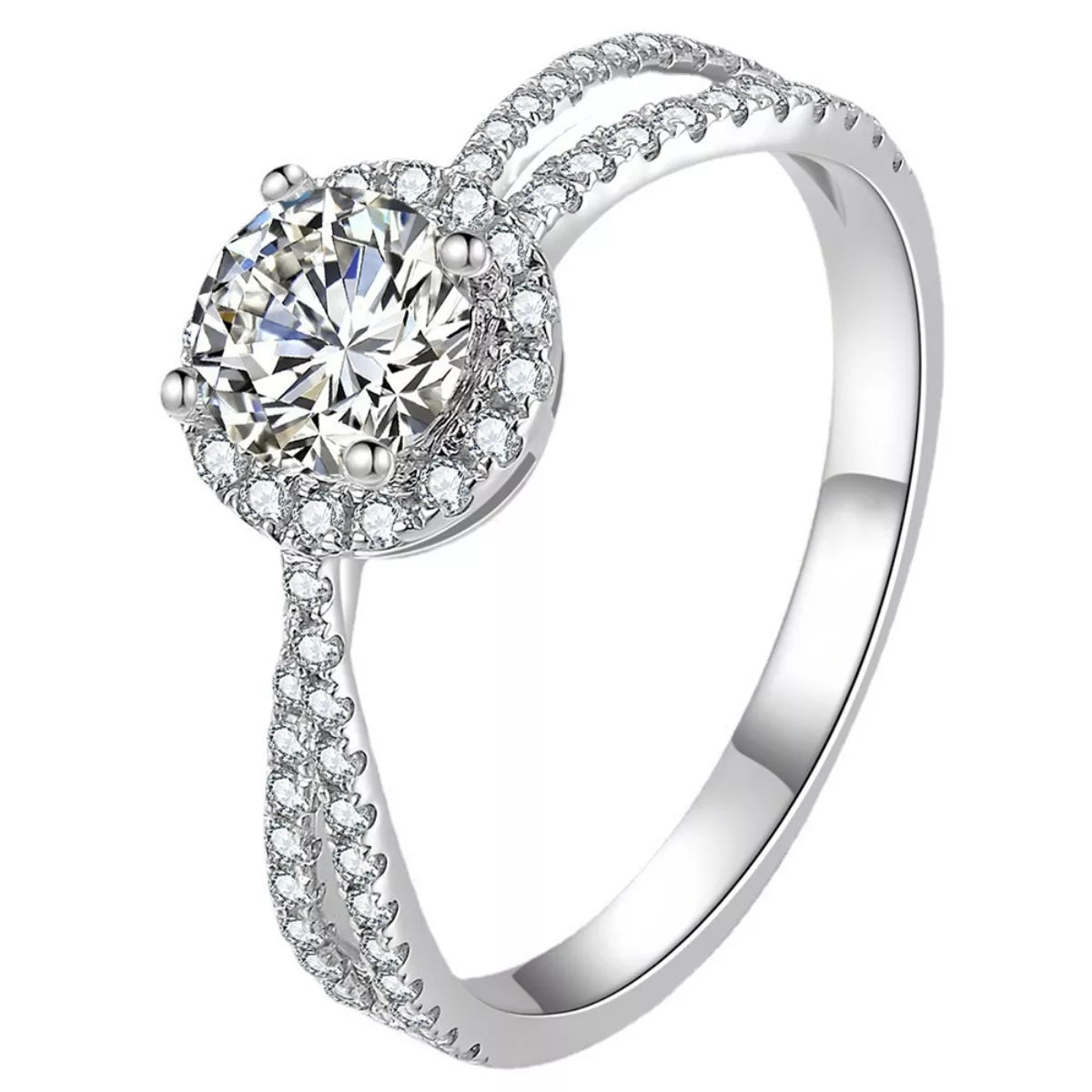 1 Carat 925 Sterling Silver Moissanite Ring - cas7m