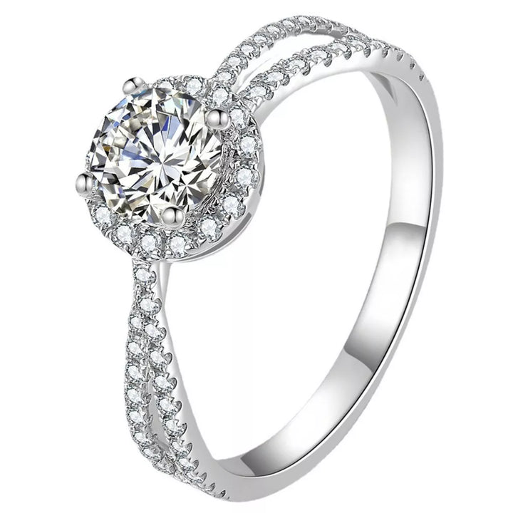 1 Carat 925 Sterling Silver Moissanite Ring - cas7m