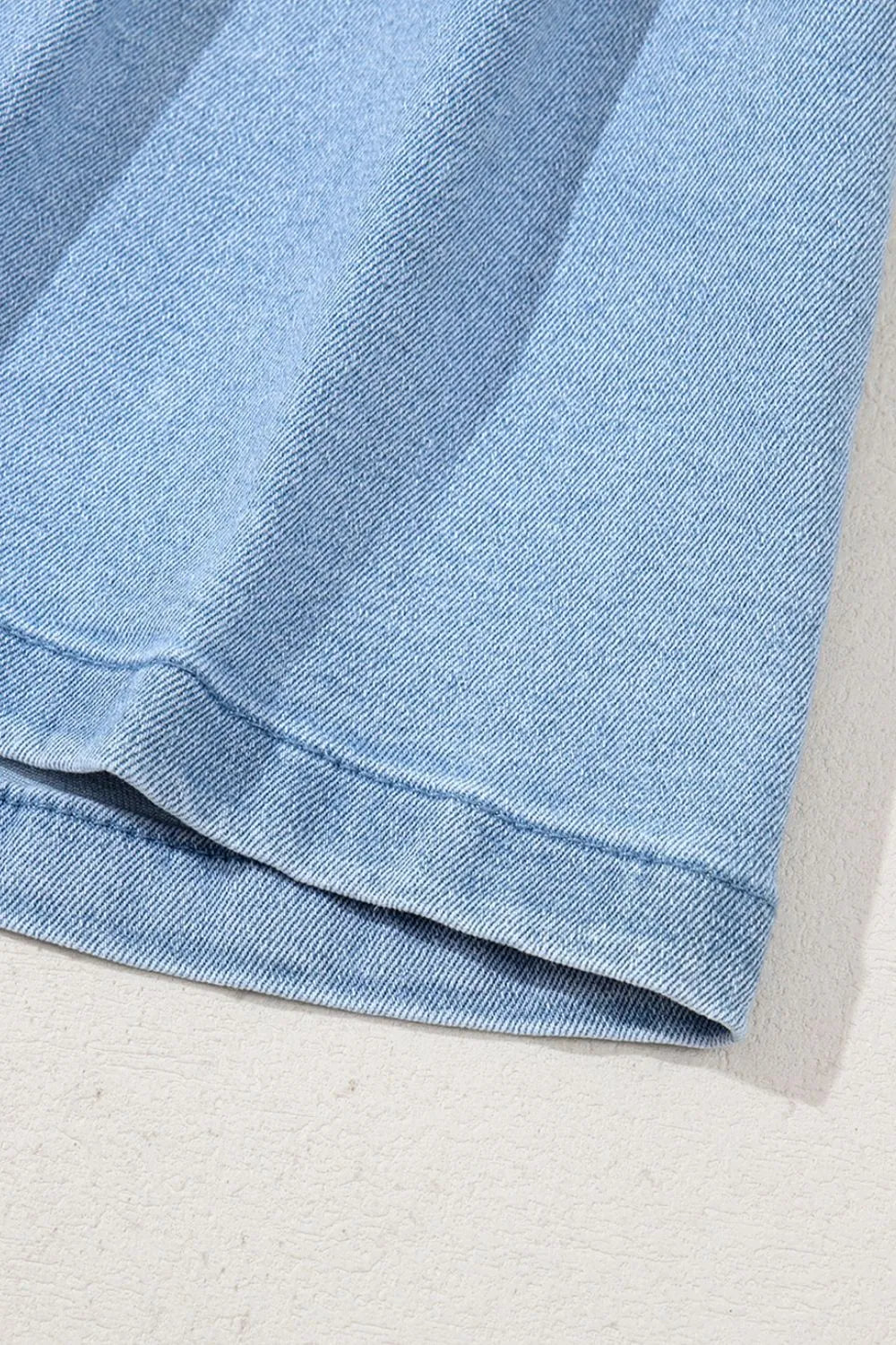 Pleated Patchwork Panel Lightweight Denim Shorts - cas7m