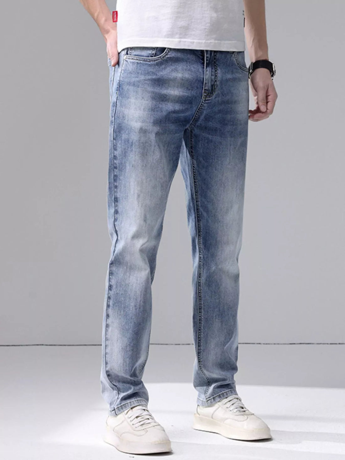 Men's Washed Slim Fit Jeans - cas7m
