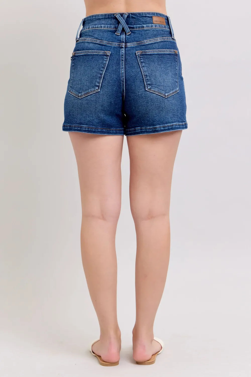 High-Waist Double-Button Denim Shorts - Stylish & Comfortable Fit - cas7m