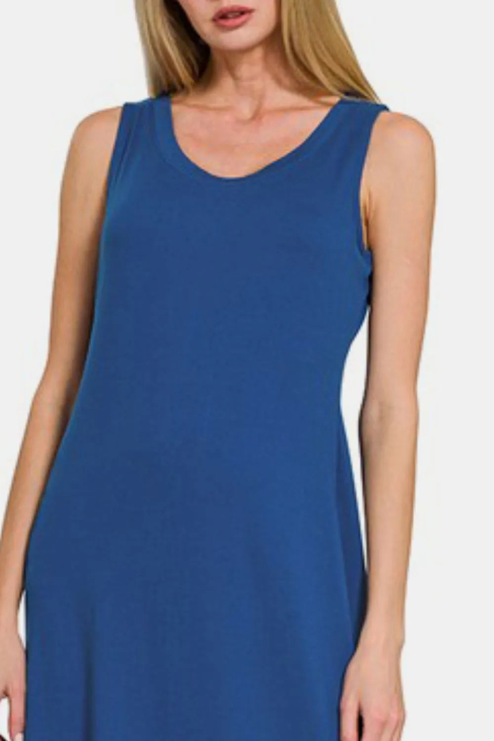 Zenana Scoop Neck Wide Strap Tank Dress - cas7m