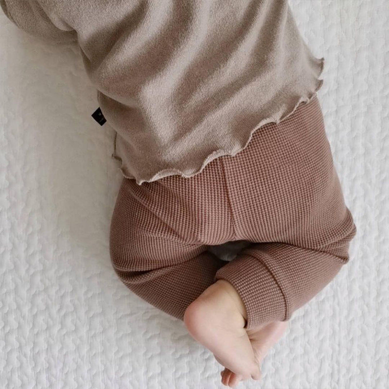 Waffle Bear Pants Baby Trousers Cute Outing Harem Pants - cas7m