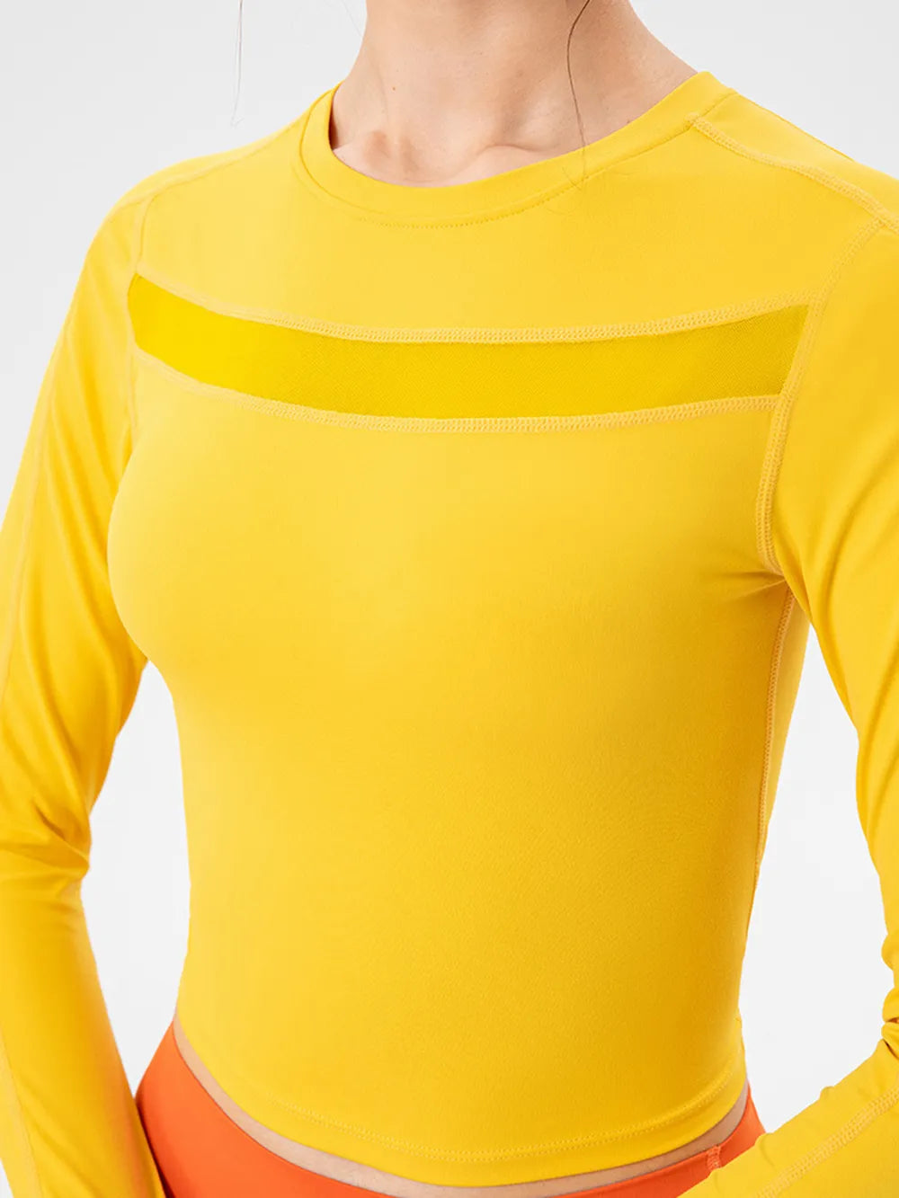 Round Neck Long Sleeve Active T-Shirt - cas7m