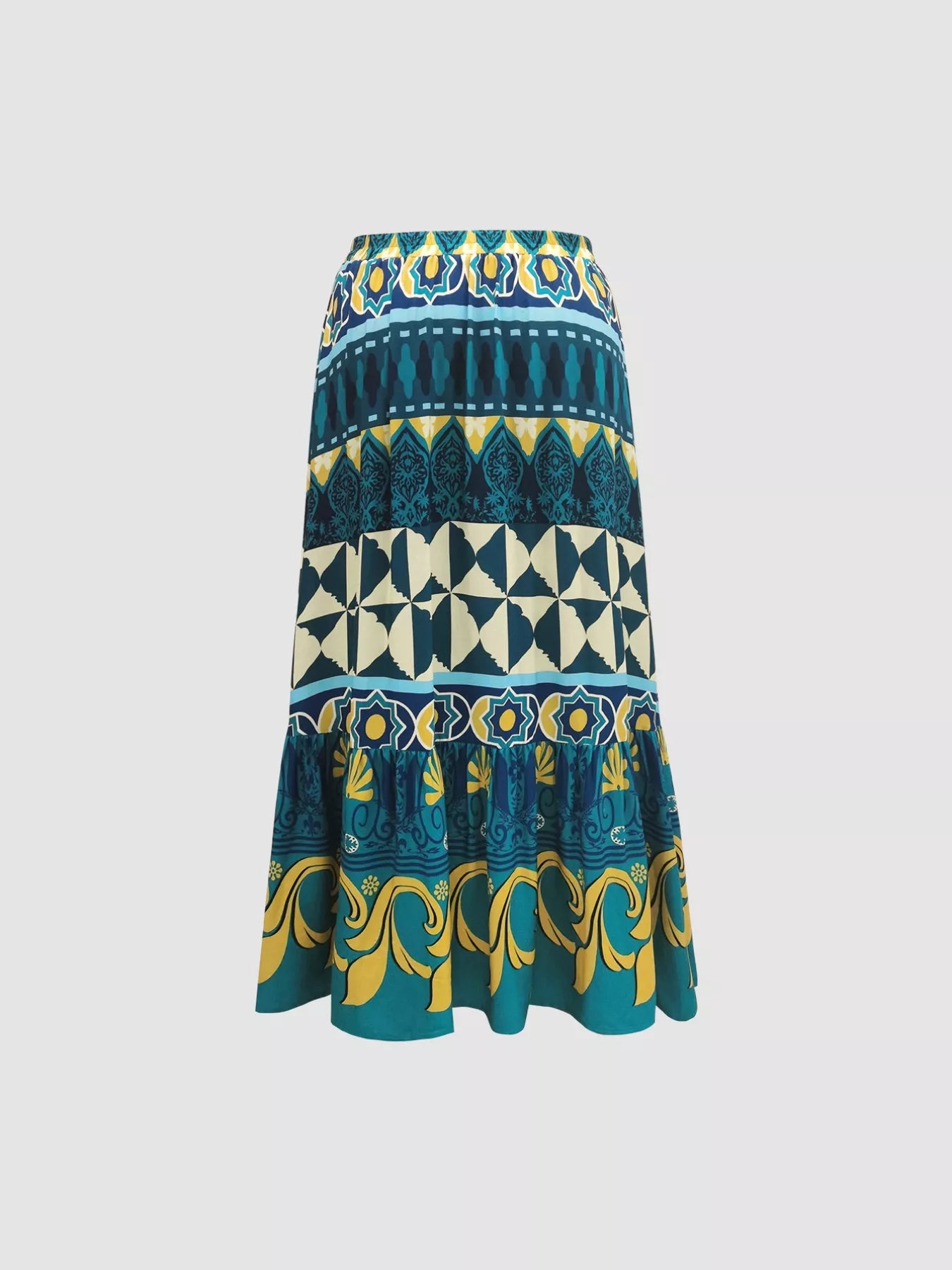 Plus Size Printed Maxi Skirt - cas7m