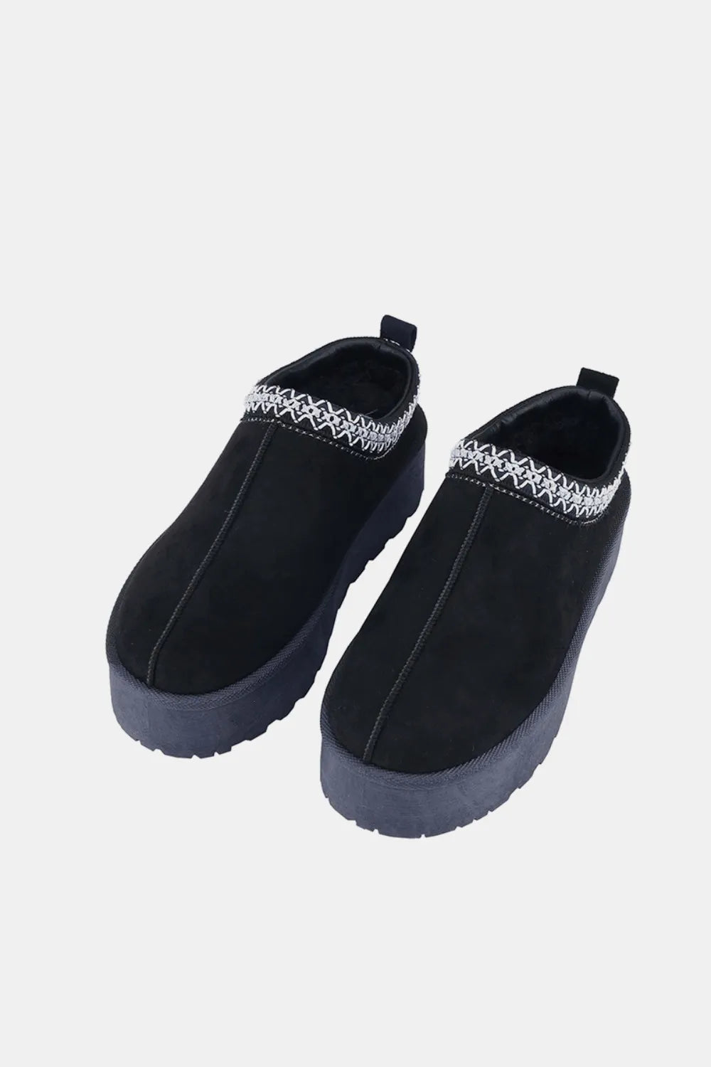 Weeboo Platform Embroidered Trim Slip-On Boots - cas7m