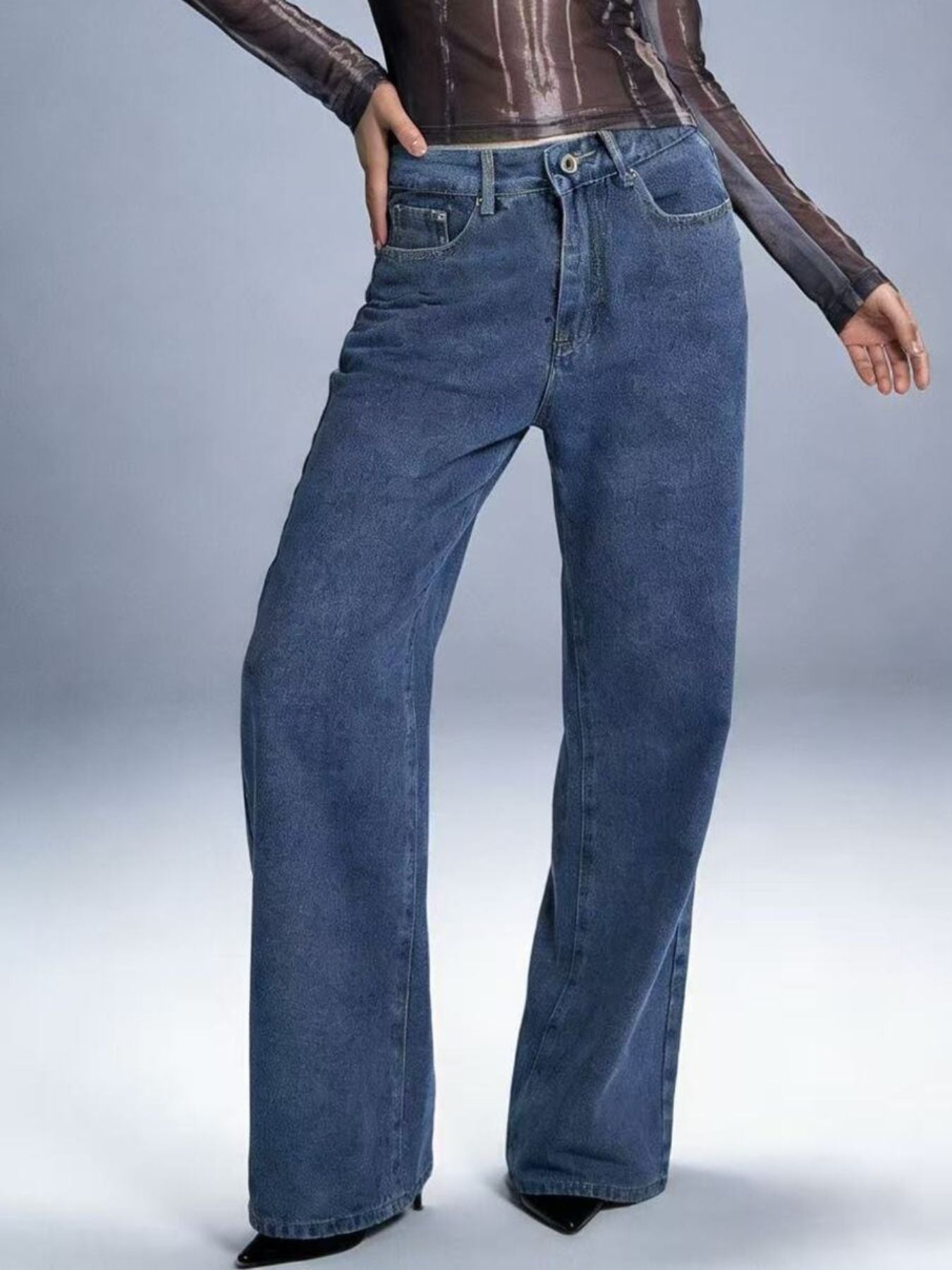 Bow Back Wide Leg Jeans - cas7m