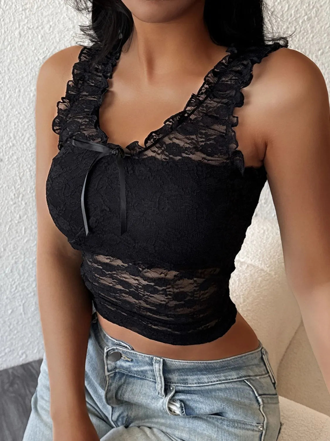 Lace Wide Strap Tank - cas7m
