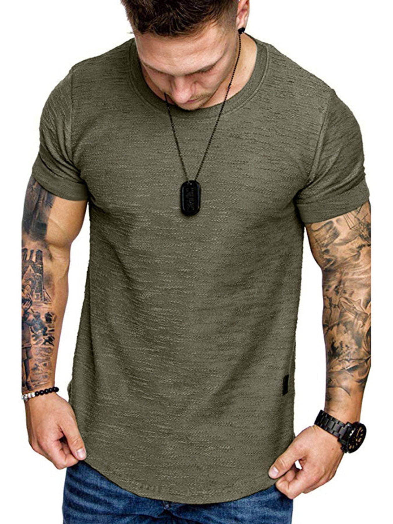 Men's Round Neck Slim Fit Casual T-Shirt - cas7m