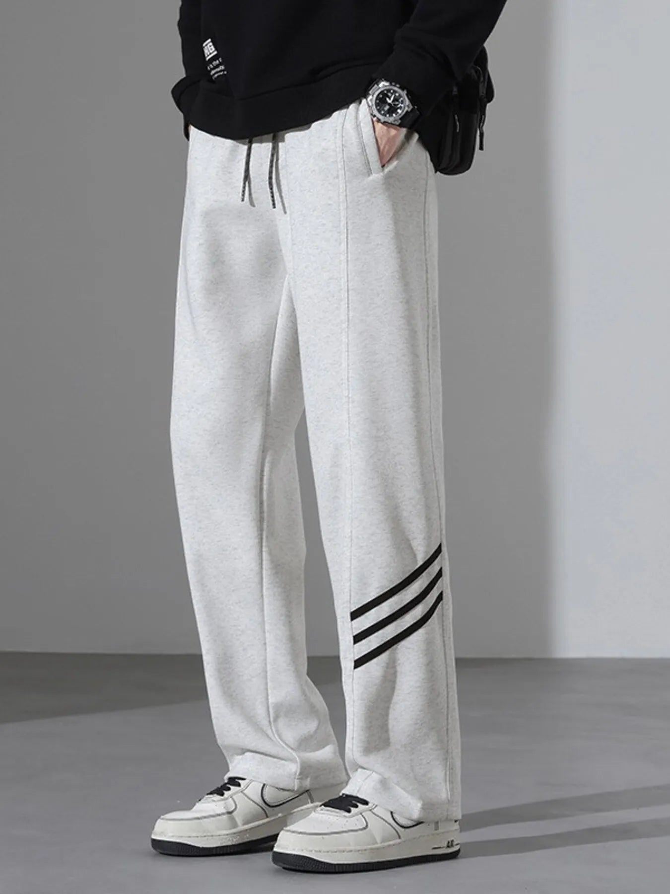Men's Full Size Casual Loose Fit Sweatpants with Stripes Plus Size - cas7m
