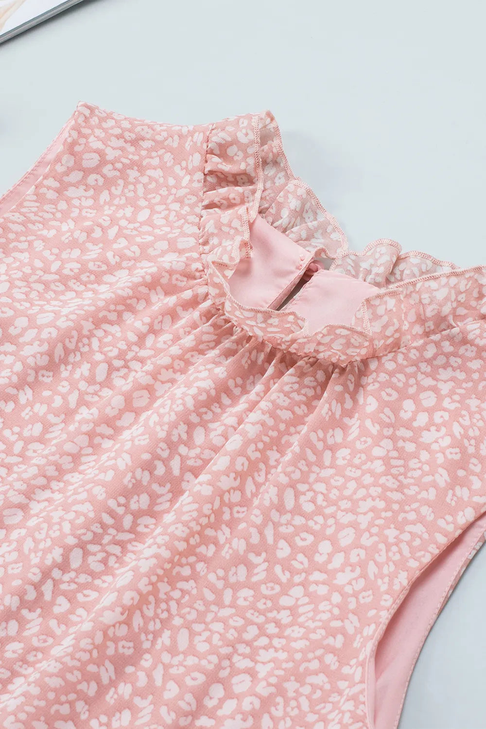 Frill Printed Round Neck Tank - cas7m