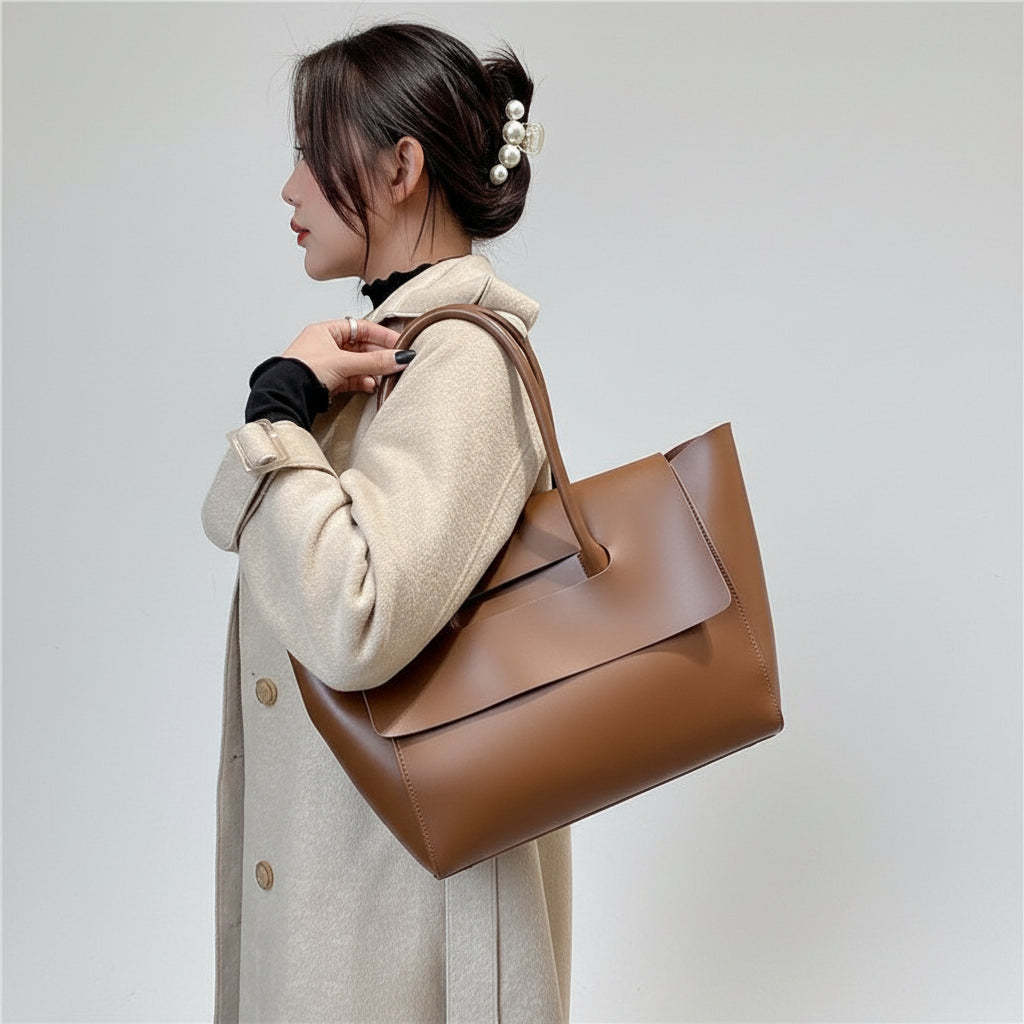 Fashion Women Shoulder Bags Large Capacity Handbags Simple Retro Tote Bags Solid Color Famous Brand High Quality Bags - cas7m