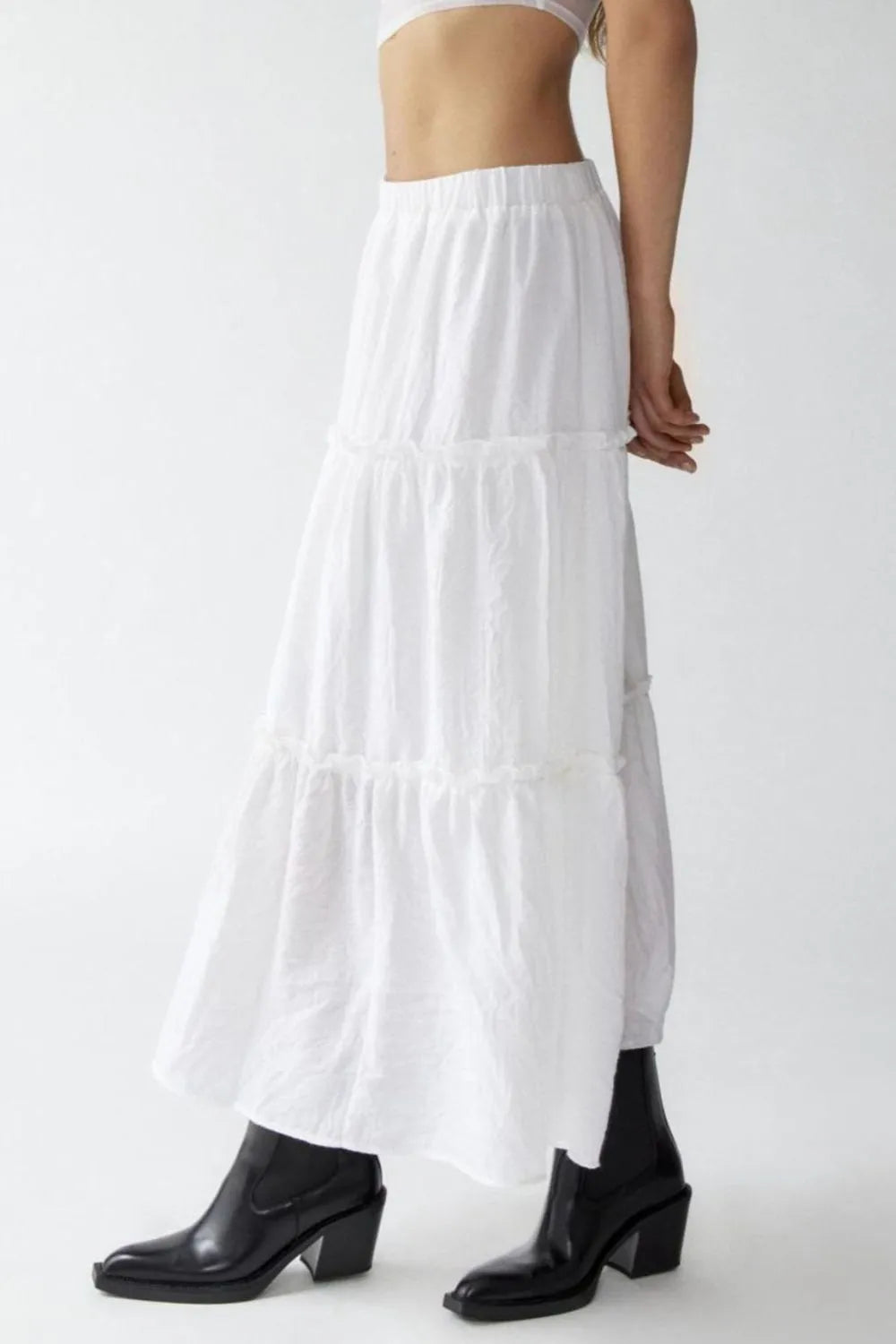 Frill Elastic Waist Skirt - cas7m