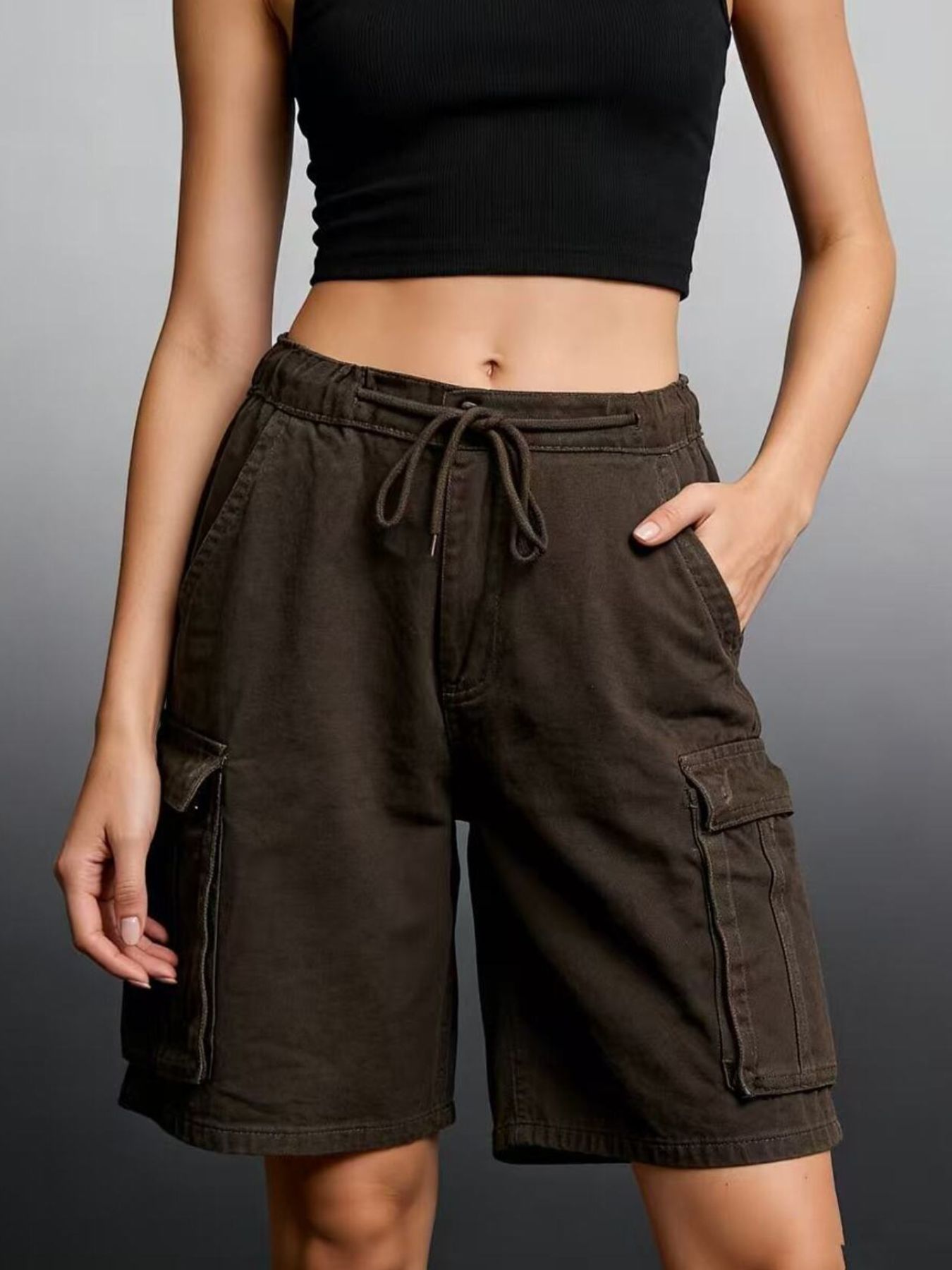 Cargo Shorts with Drawstring - cas7m