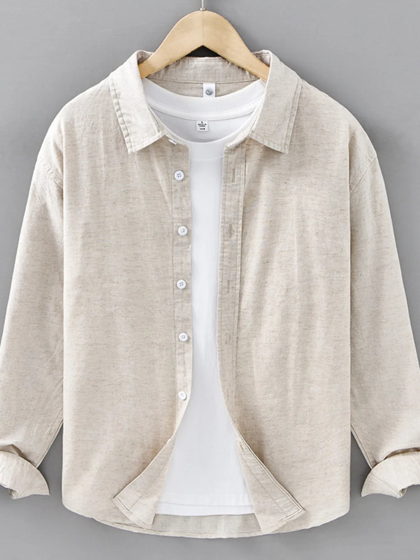 Men's Plus Size Button Up Long Sleeve Shirt - cas7m