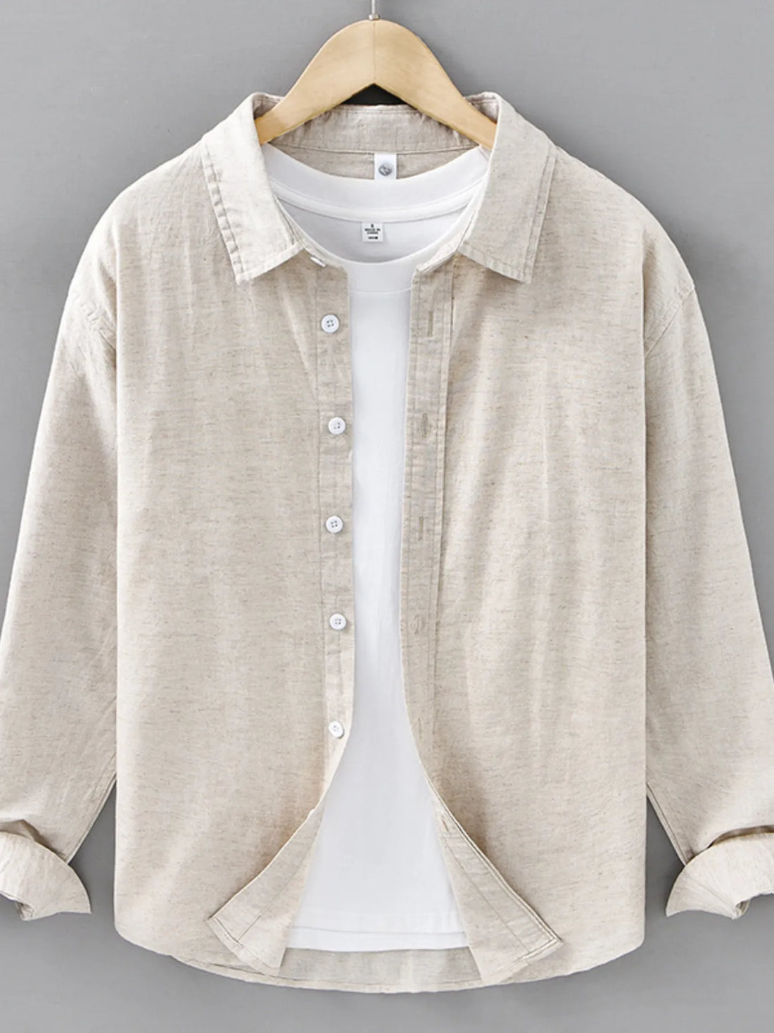 Men's Plus Size Button Up Long Sleeve Shirt - cas7m