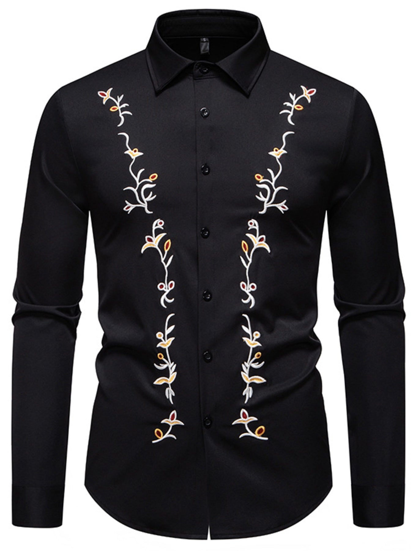 Men's Embroidered Long Sleeve Shirt - cas7m
