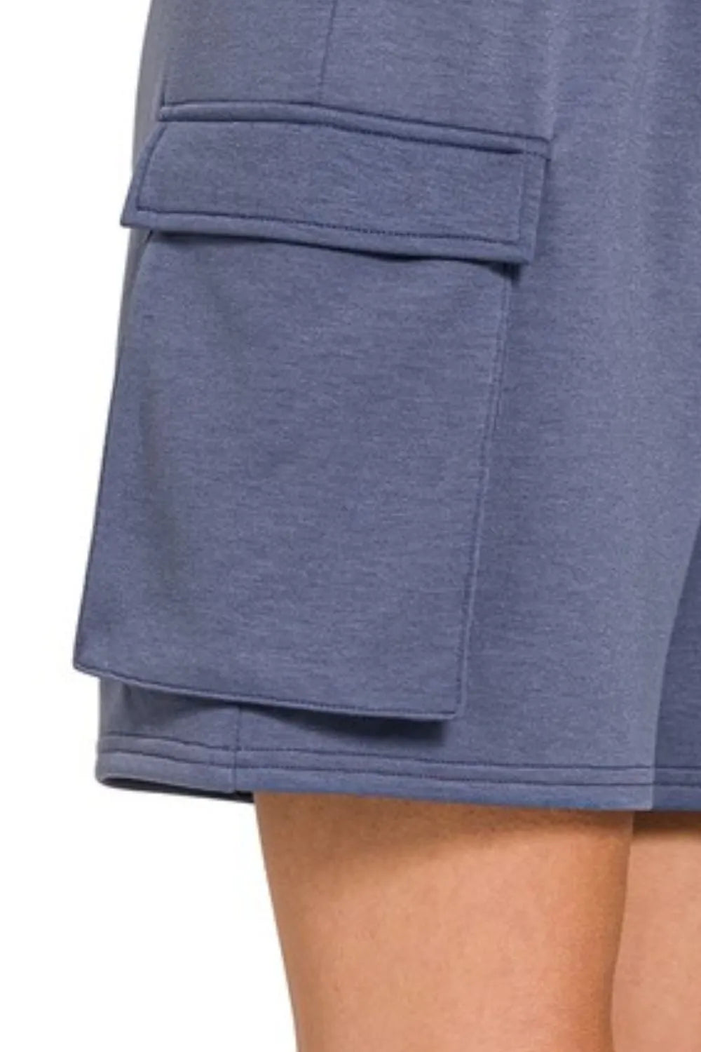 Zenana Scuba Thigh Pocket Shorts - cas7m