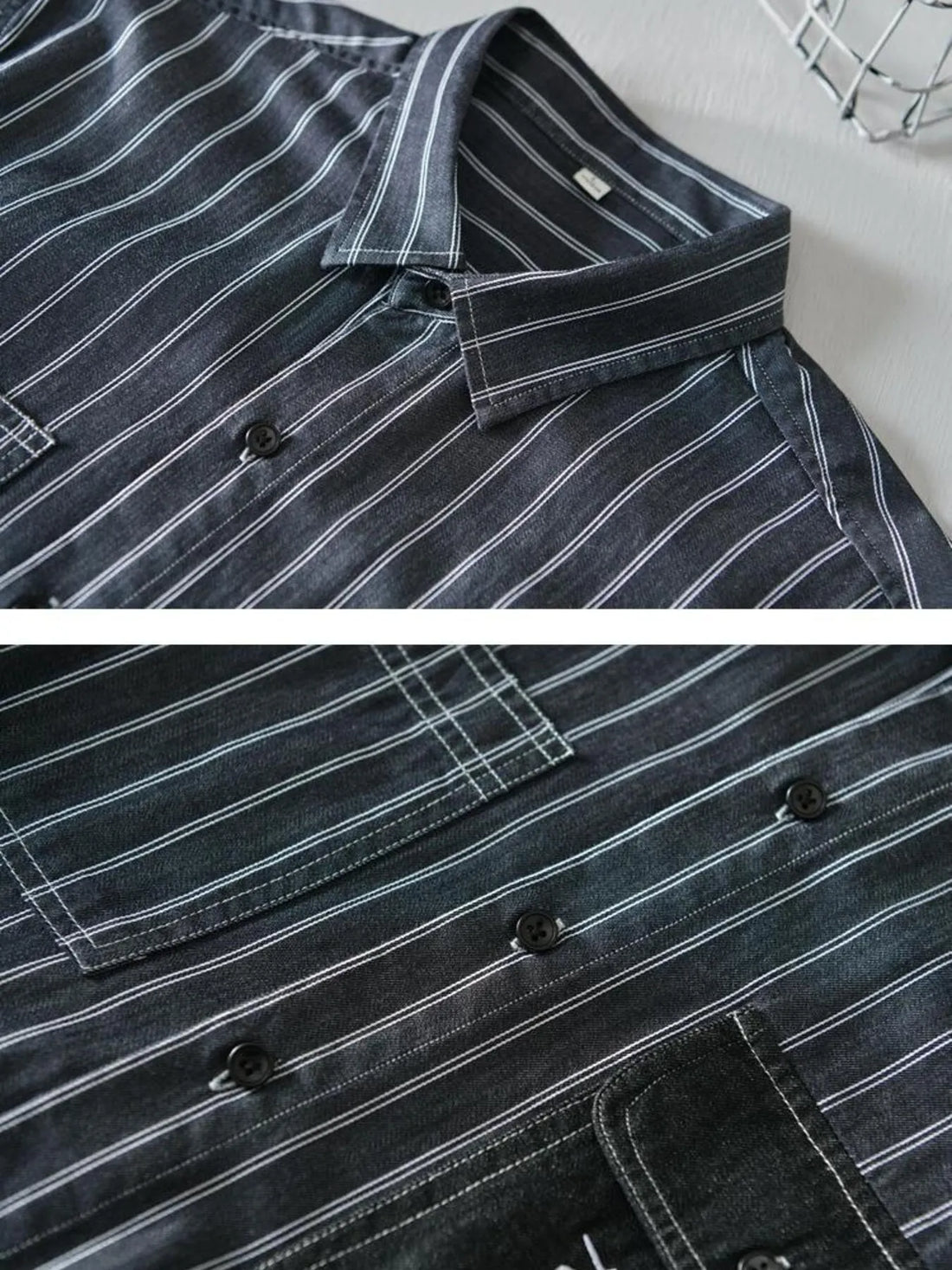 Men's Plus Size Striped Button Up Long Sleeve Shirt - cas7m