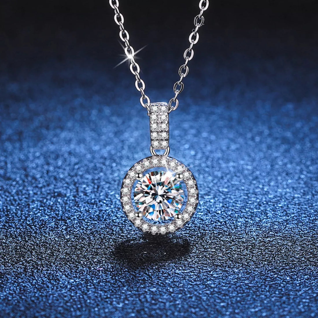 1 Carat Moissanite 925 Sterling Silver Pendant Necklace - cas7m