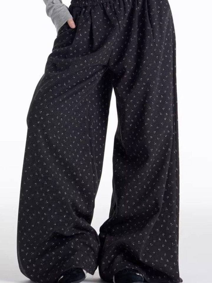 Men's Floral Print Wide Leg Pants - cas7m