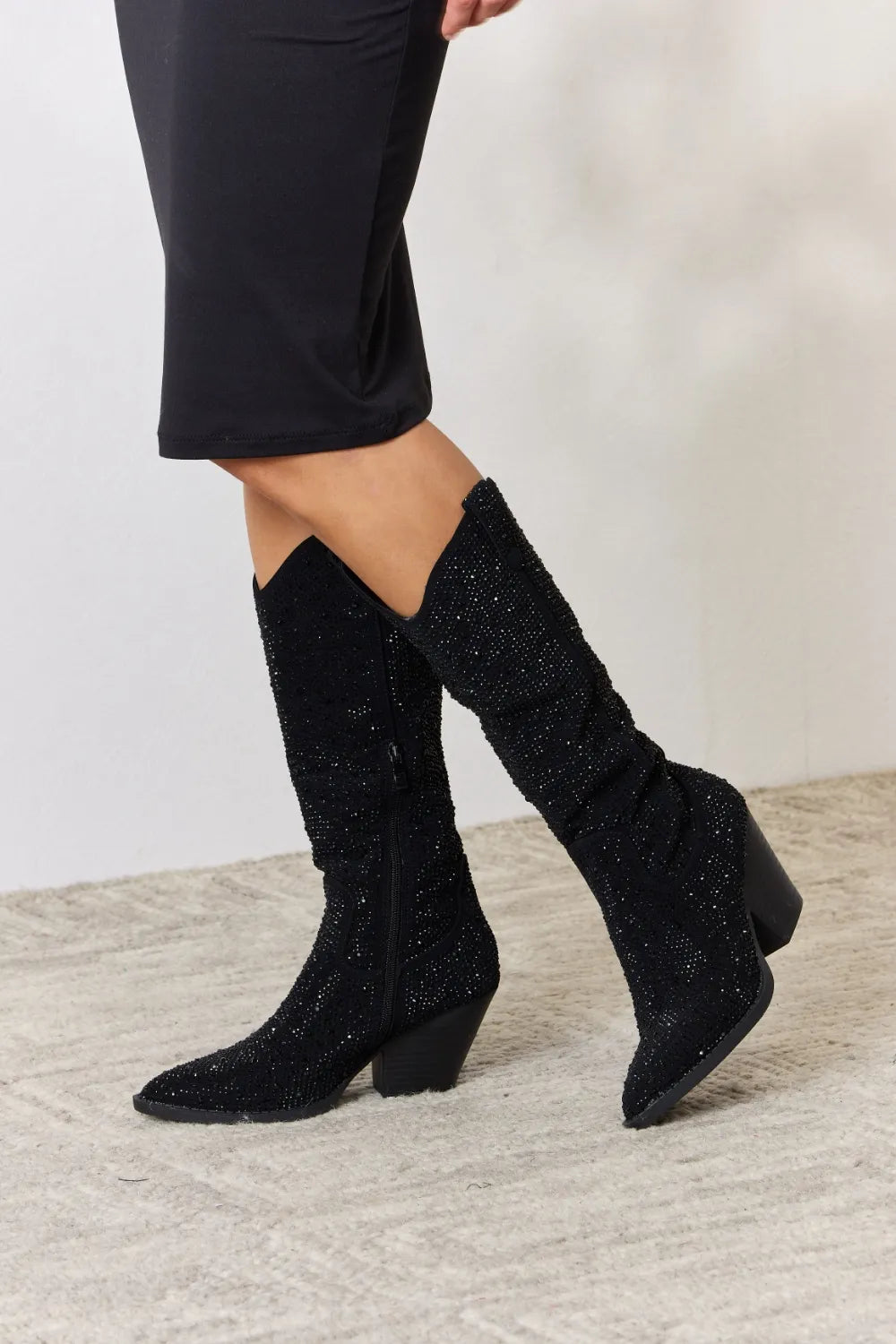 Forever Link Rhinestone Knee High Cowboy Boots - cas7m