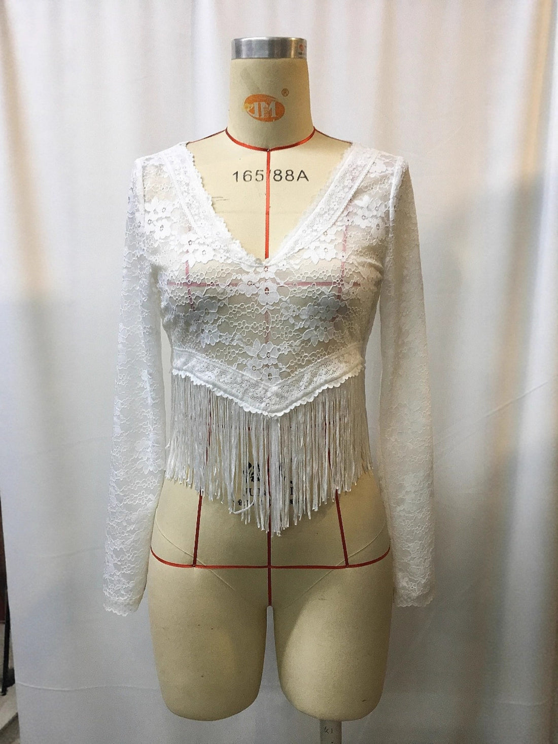 Elegant Sheer Lace & Fringe Top - Perfect for Effortless Chic - cas7m