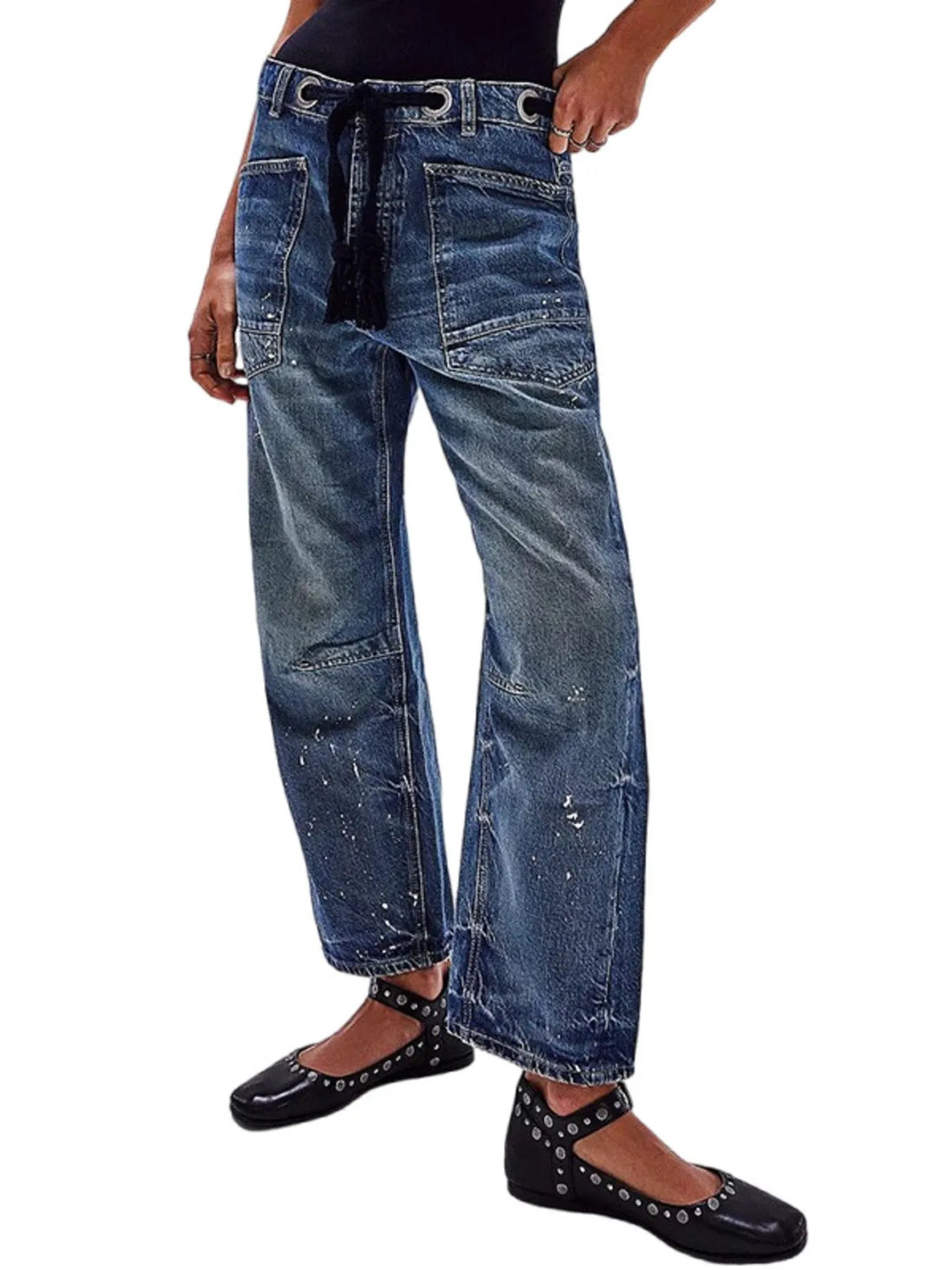 Washed Wide Leg Jeans - cas7m