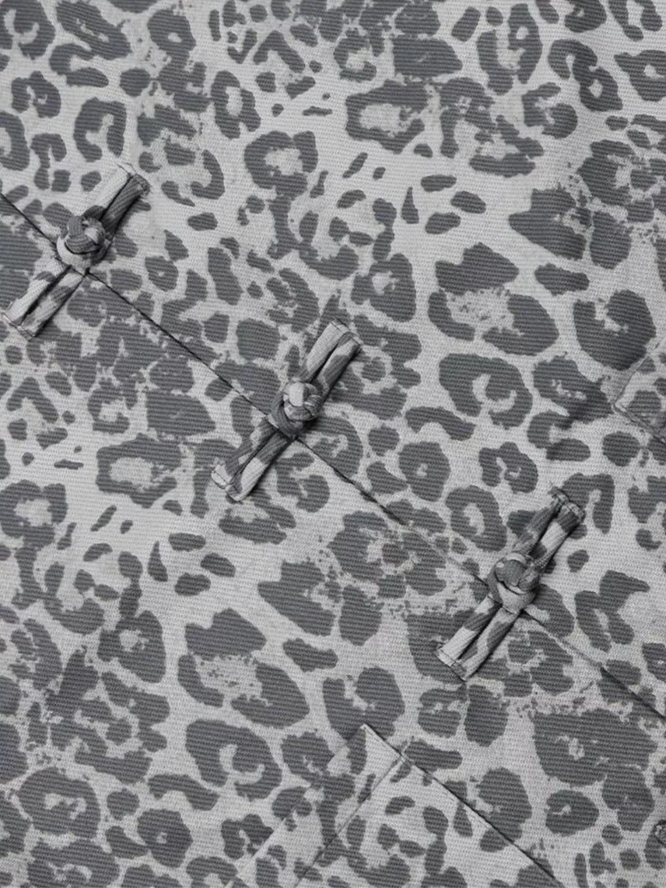 Men's Leopard Button Up Long Sleeve Shirt - cas7m