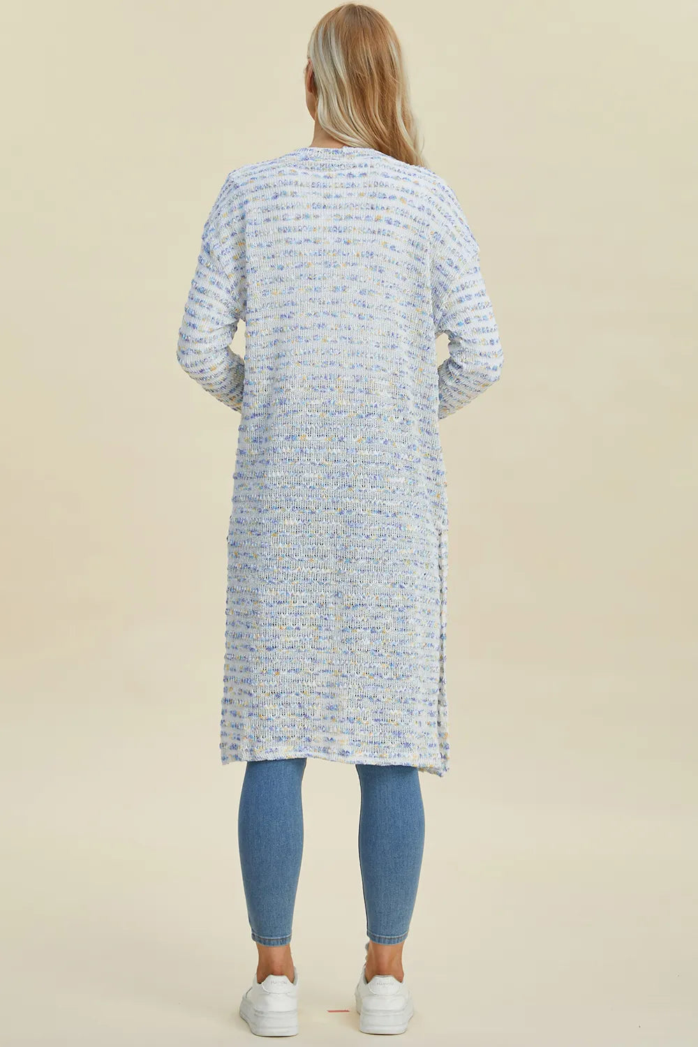 Double Take Full Size Open Front Longline Cardigan - cas7m