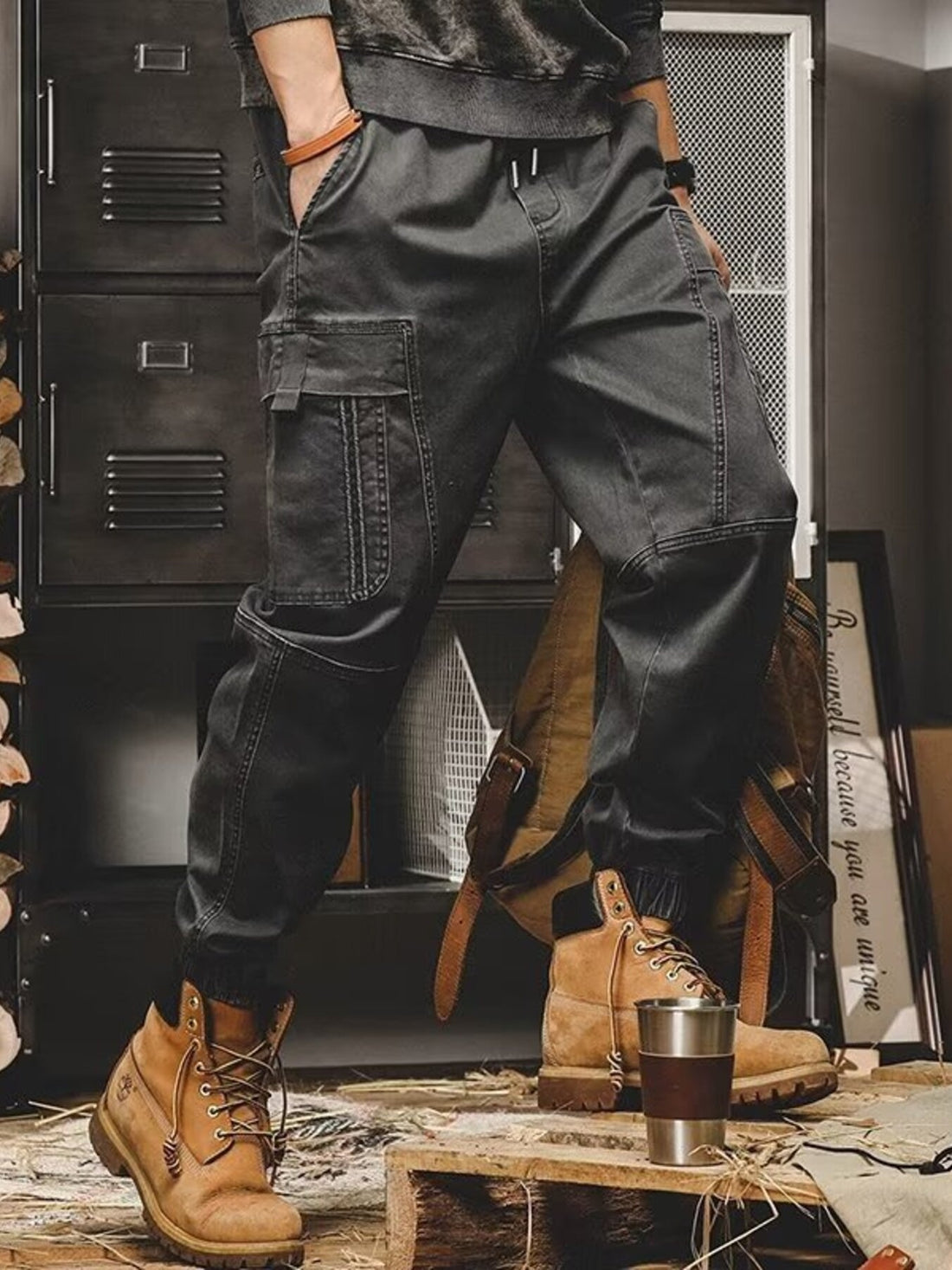 Men's Plus Size Relaxed Fit Cargo Pants - cas7m
