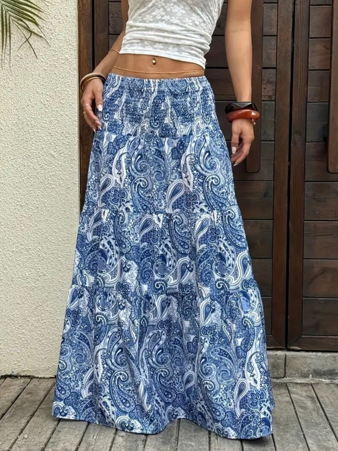 Paisley Print Maxi Skirt - cas7m