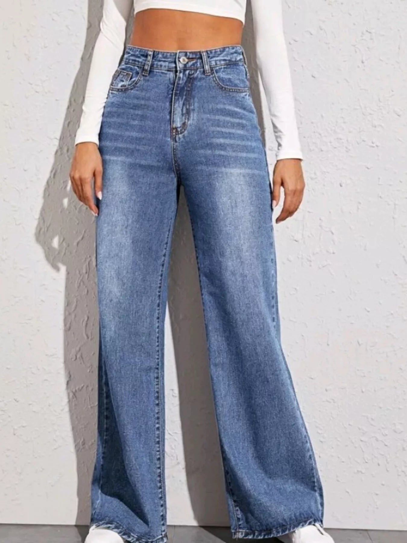 High-Waisted Wide Leg Jeans - cas7m