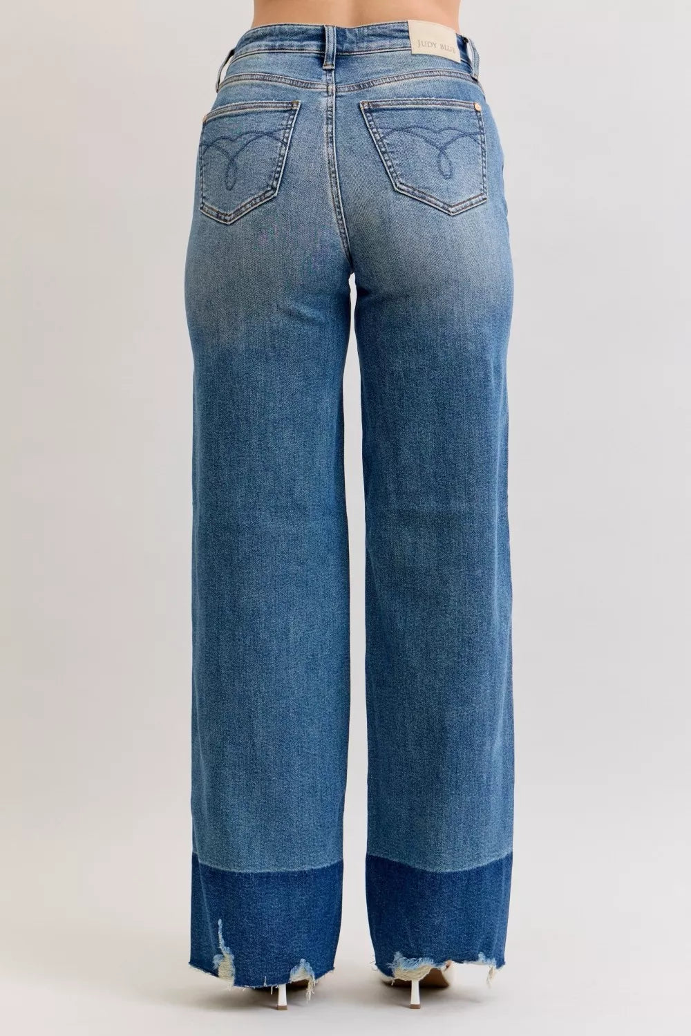 Judy Blue Raw Hem High Waist Column Straight Jeans - cas7m