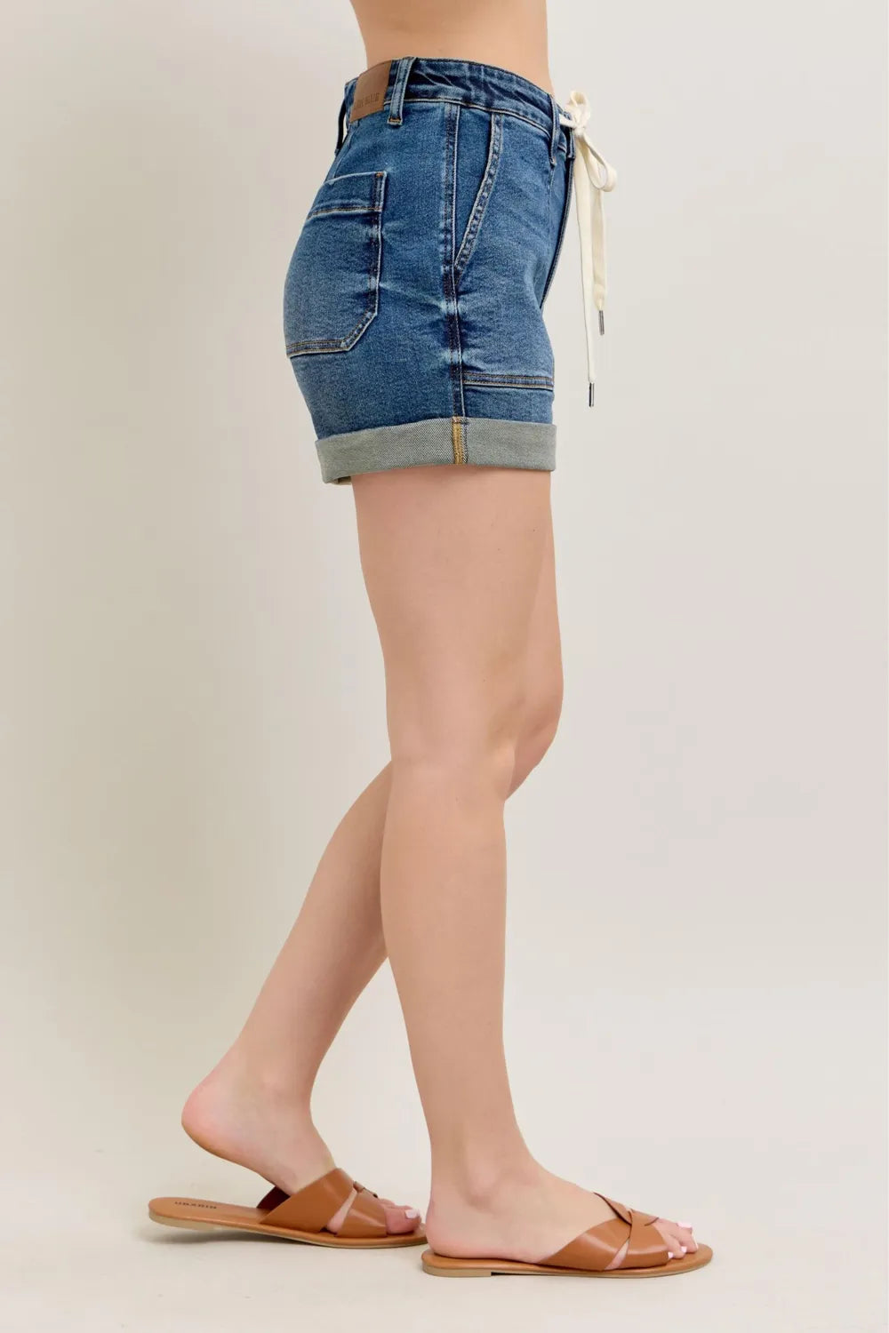 Judy Blue Full Size High Rise Cuff Denim Shorts Plus Size - cas7m