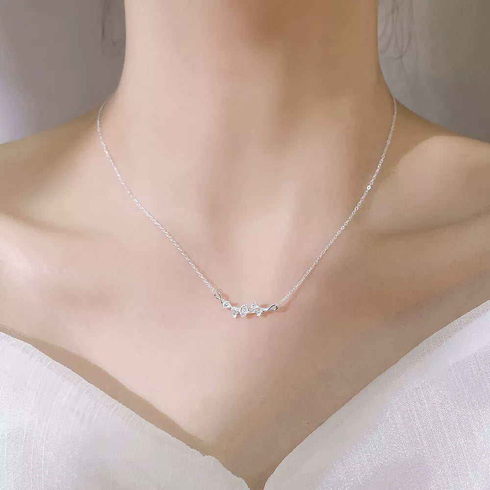 925 Sterling Silver Ginkgo Leaf Necklace - cas7m