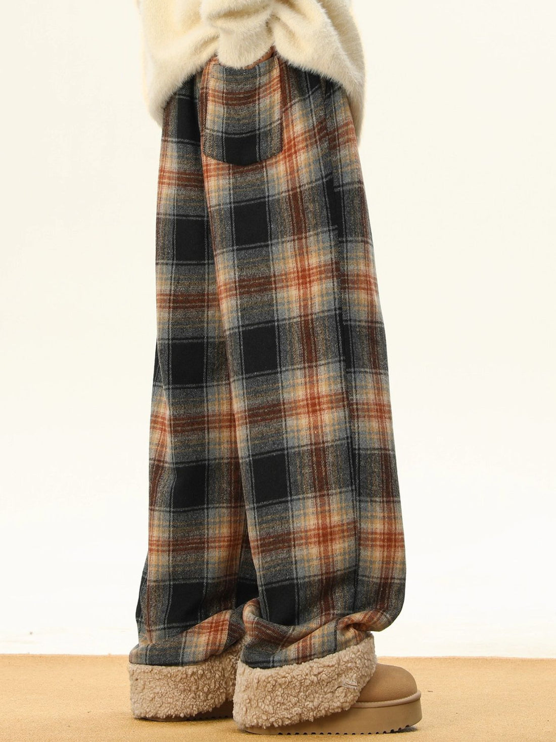 Men's Plus Size Plaid Wide Leg Pants - cas7m